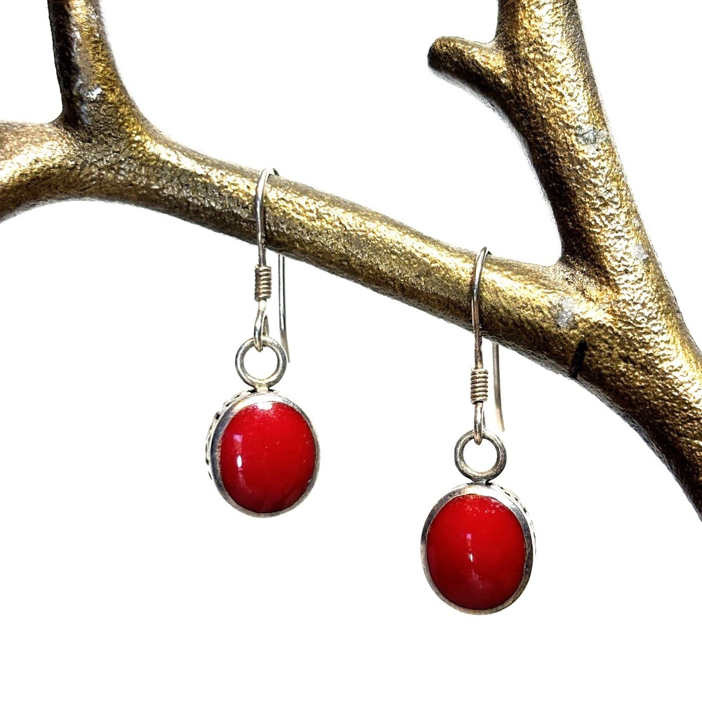 Silpada Red Reversible Filigree Sterling Silver Red Stone Earrings